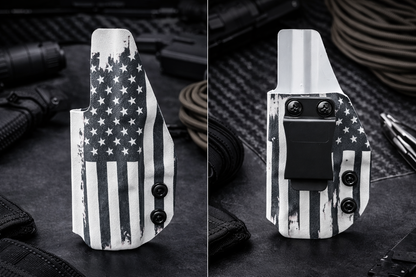 The Defender — Distressed Black & White Flag Holster